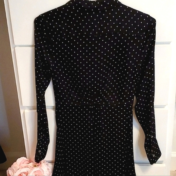 Philosophy Black and White Polka Dot  Button Down Collar Dress - Picture 5 of 16